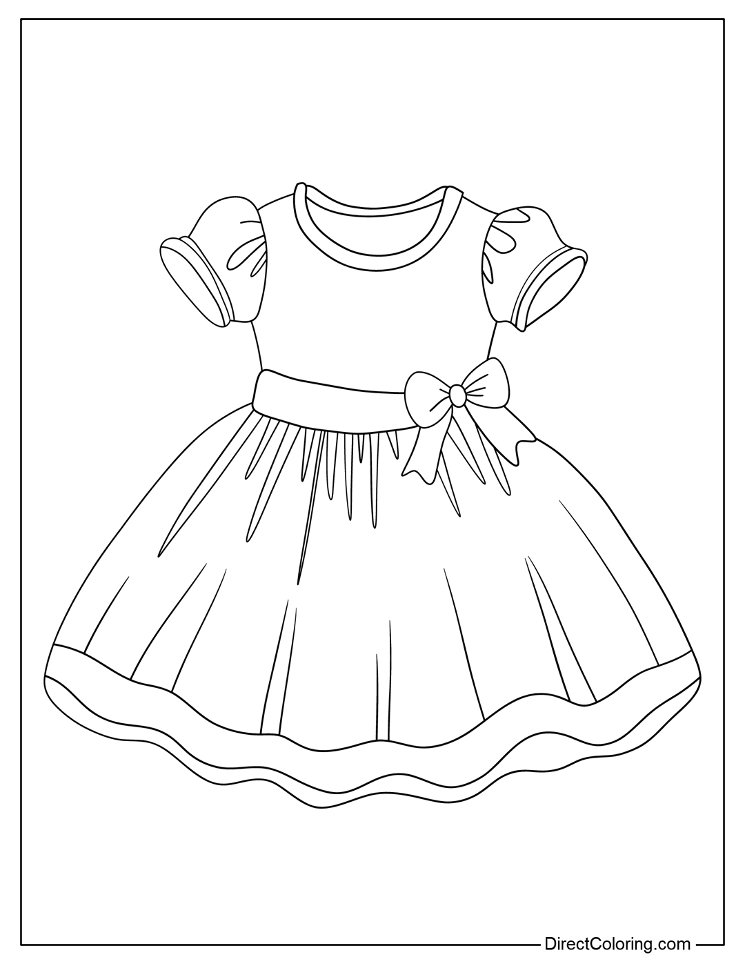 Beautiful Dress with Fluffy Skirt Coloring Sheet